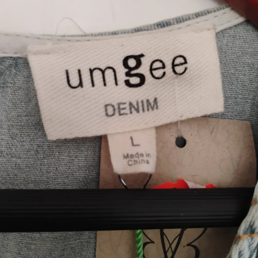 Umgee Butterfly Shoulder Denim Dress Size L NWT - Picture 5 of 7